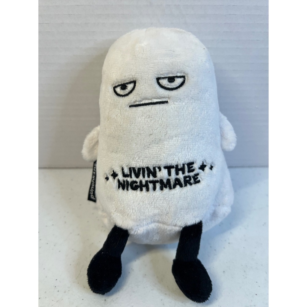 Punchkins Livin The Nightmare Ghost Plush White Sarcastic Moody Stuffed Toy 7in